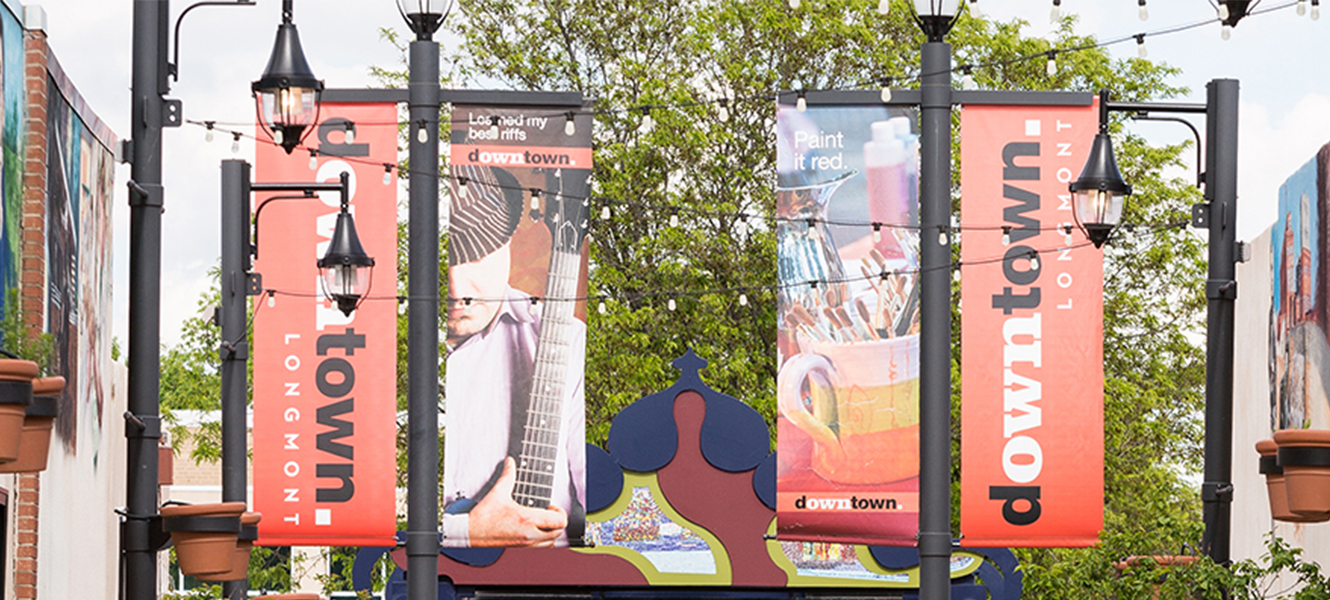 downtown Longmont banners